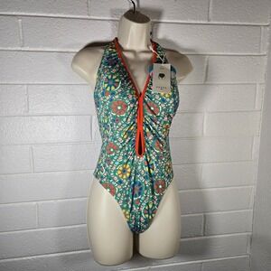NWT Rhode Zinnia One Piece Swimsuit Small Colorful Maximalist Gift Floral Halter